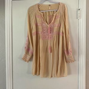 Free People mini dress size S/M Boho/Baby Doll  lots of details..